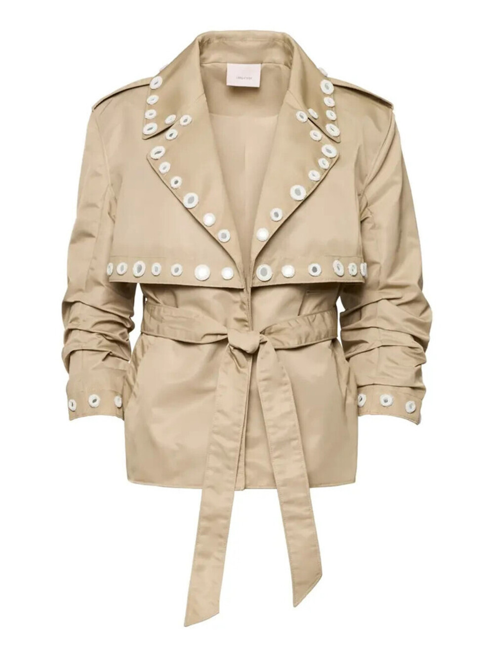 NEW, Cinq a Sept Crochet Mirrors Short Yates Trench in Khaki Ivory Sz XS #SJ2510 - Picture 2 of 10